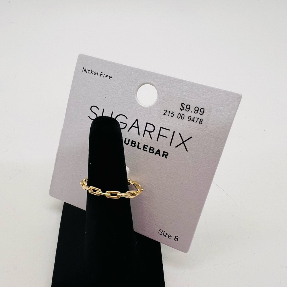 NWT BaubleBar Sugarfix Gold Link Chain Ring - Size 8 - Gold